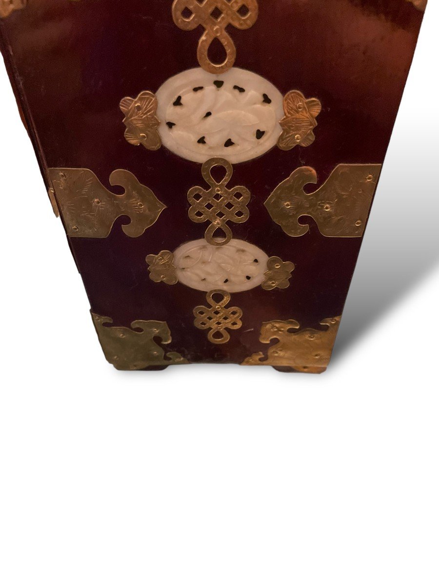 China Indochina Jade And Exotic Wood Jewelry Box-photo-1