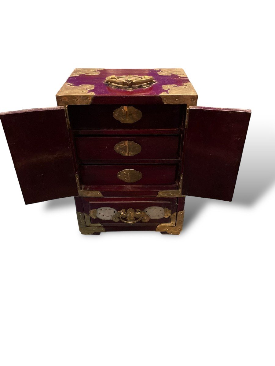 China Indochina Jade And Exotic Wood Jewelry Box-photo-2