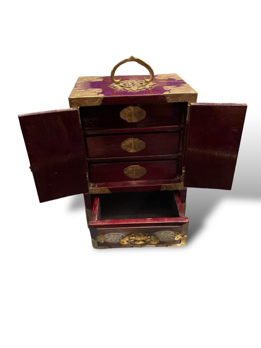 China Indochina Jade And Exotic Wood Jewelry Box-photo-4