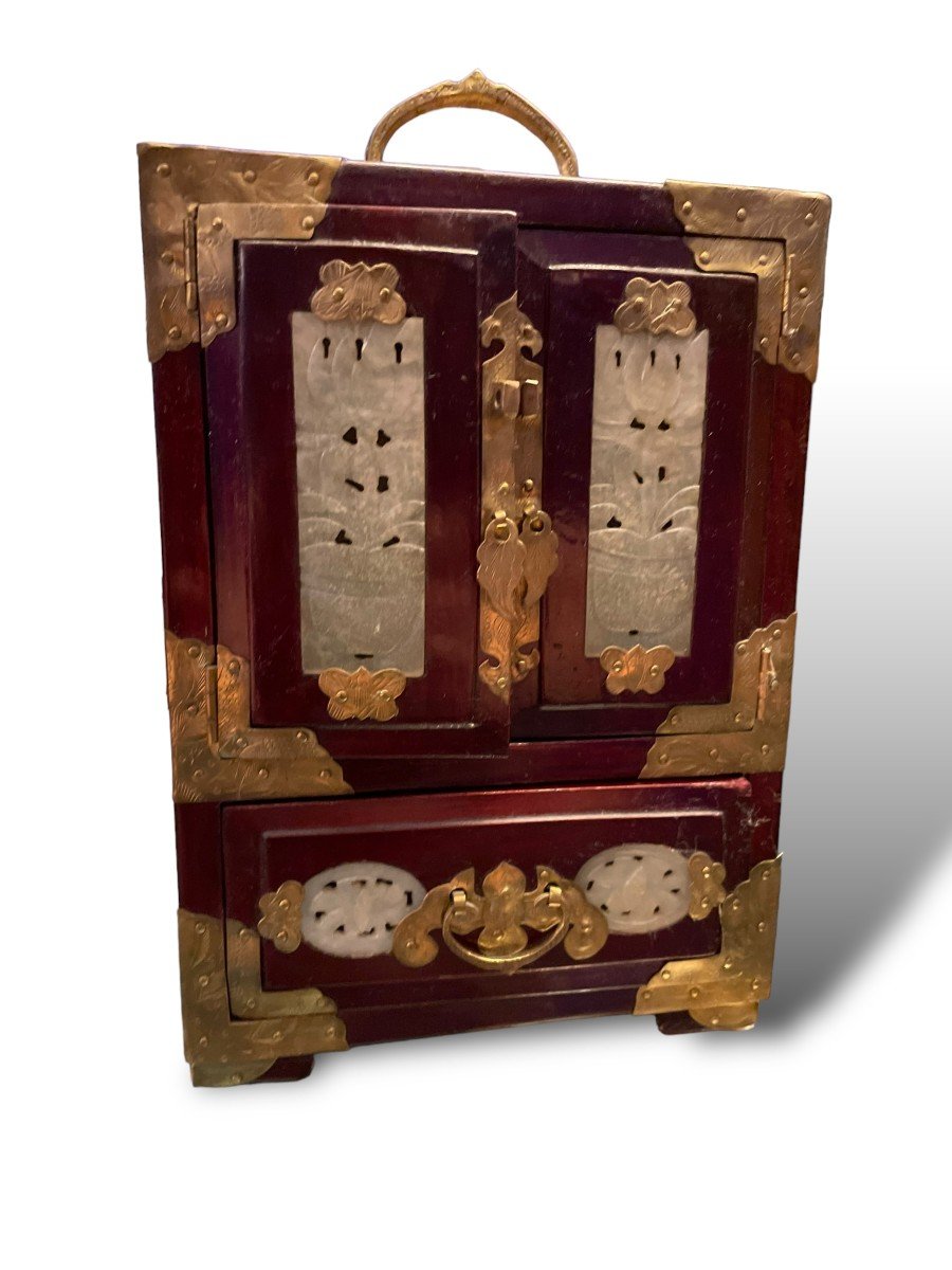 China Indochina Jade And Exotic Wood Jewelry Box-photo-5