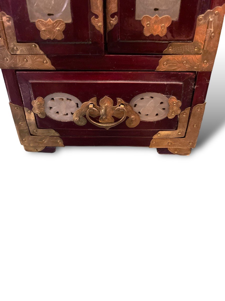 China Indochina Jade And Exotic Wood Jewelry Box-photo-6