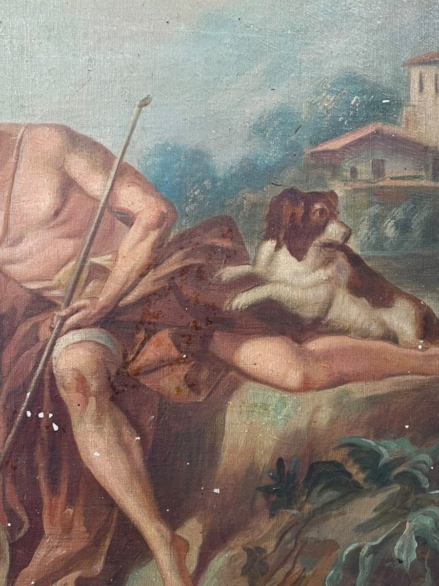  Couple Of Languid Shepherds, Gallant Scene, 19th Century-photo-3