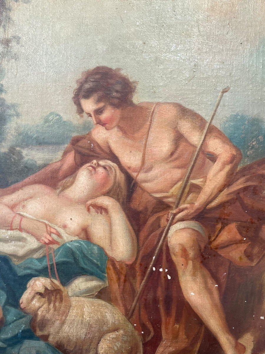  Couple Of Languid Shepherds, Gallant Scene, 19th Century-photo-6