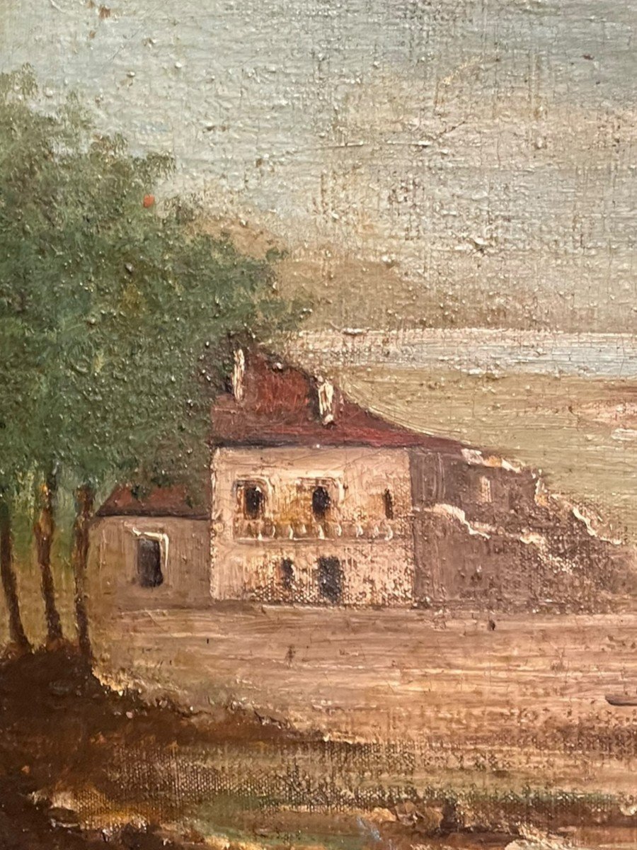 Maisons Et Paysage De Bord De Rivière école XIXeme Ecole De Barbizon-photo-1