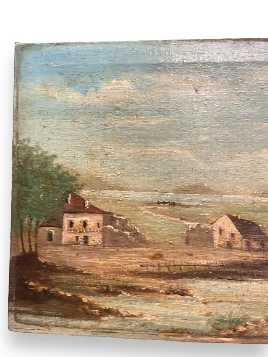 Maisons Et Paysage De Bord De Rivière école XIXeme Ecole De Barbizon-photo-3
