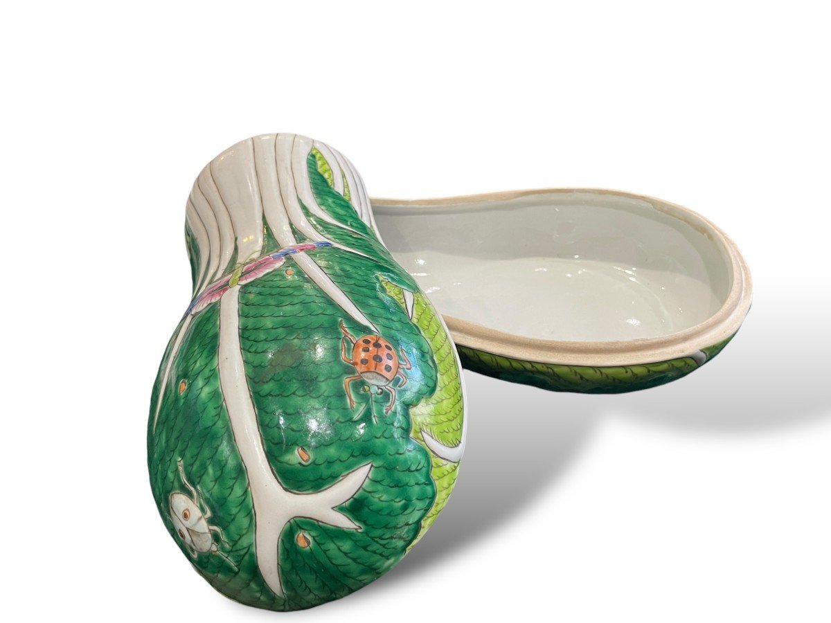 Vegetable Dish Porcelain Box Chinese Cabbage Pattern-photo-2