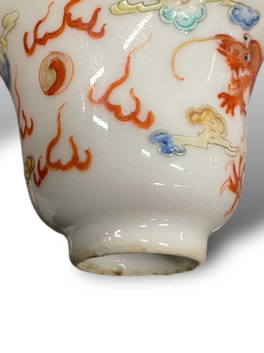 Chine Sorbet à Décor De Dragon Impérial Rouge FENCAI-photo-3