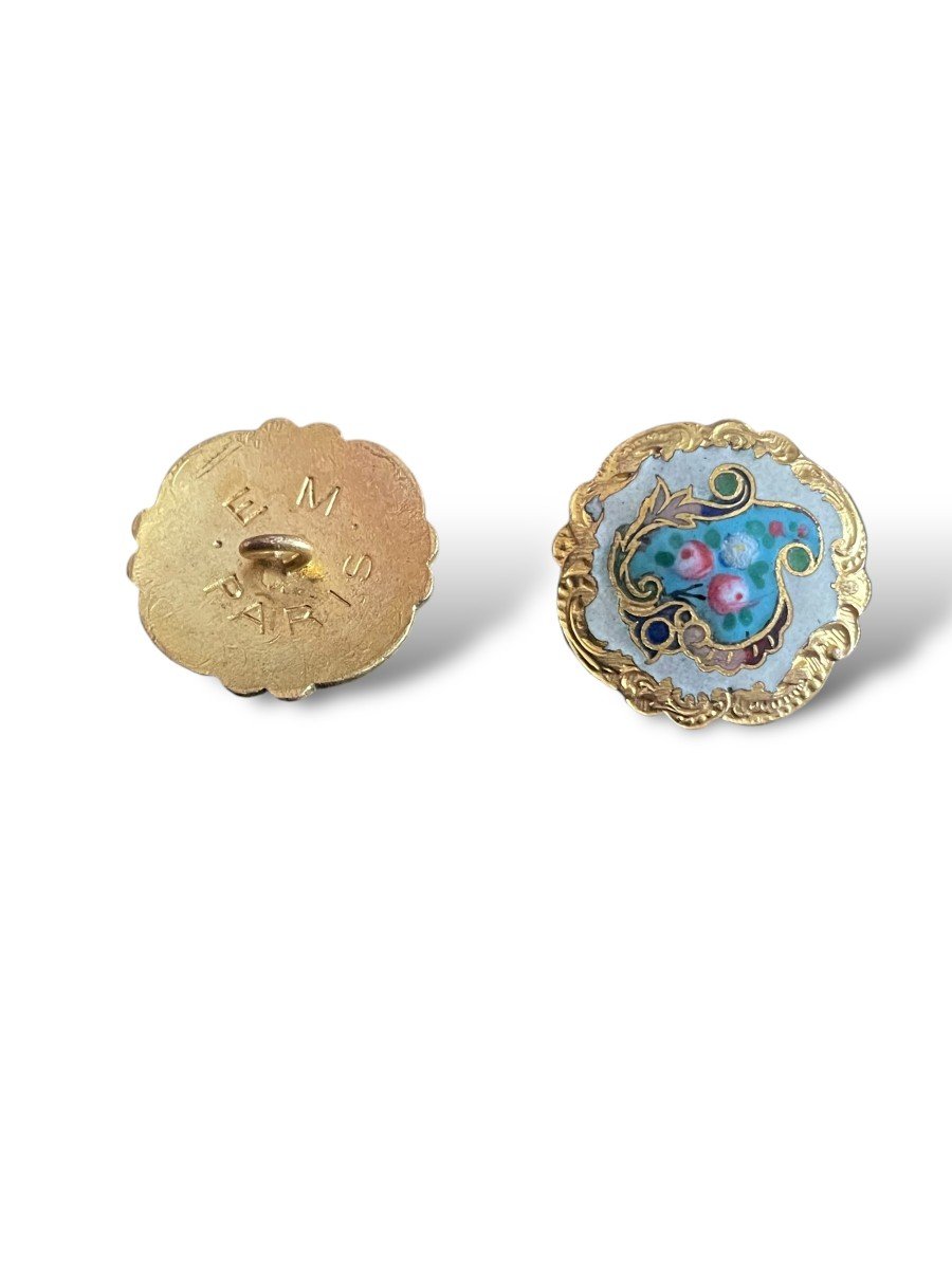 Ensemble De Huit Boutons émaillés EM Paris époque Napoléon III-photo-2