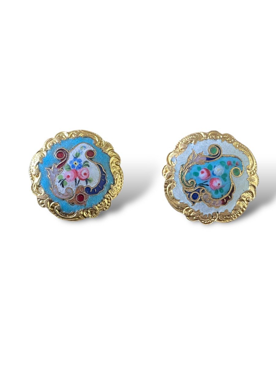 Ensemble De Huit Boutons émaillés EM Paris époque Napoléon III-photo-4