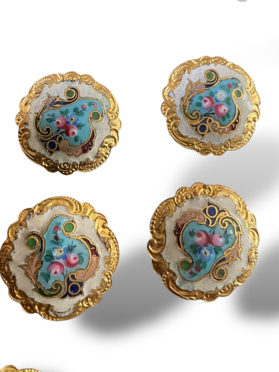 Ensemble De Huit Boutons émaillés EM Paris époque Napoléon III-photo-3