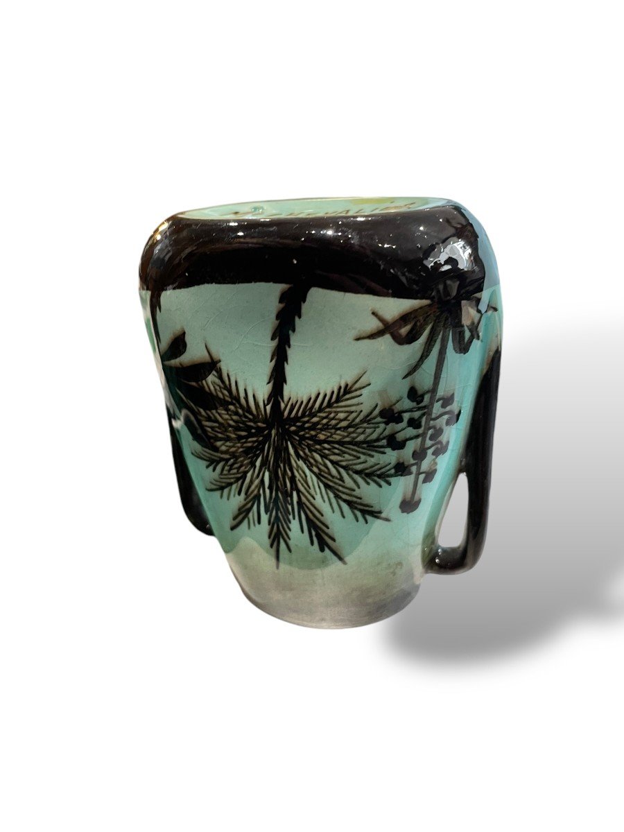 Mont Chevalier Cannes Ceramic Vase With Palm Tree Decor-photo-6