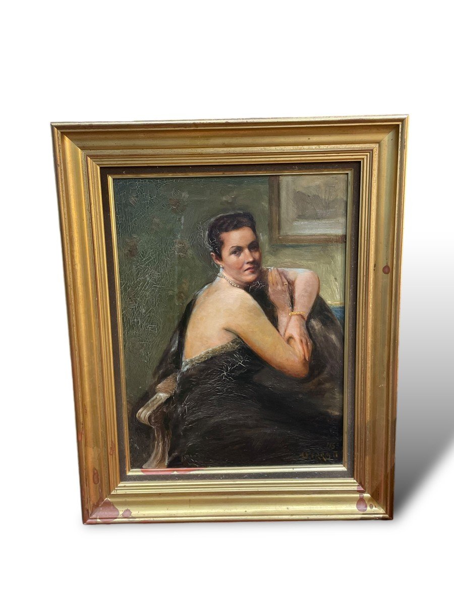 Femme Nue Aux Bijoux Huile Sur Panneau Par Maurice Ferdinand Perrot-photo-4