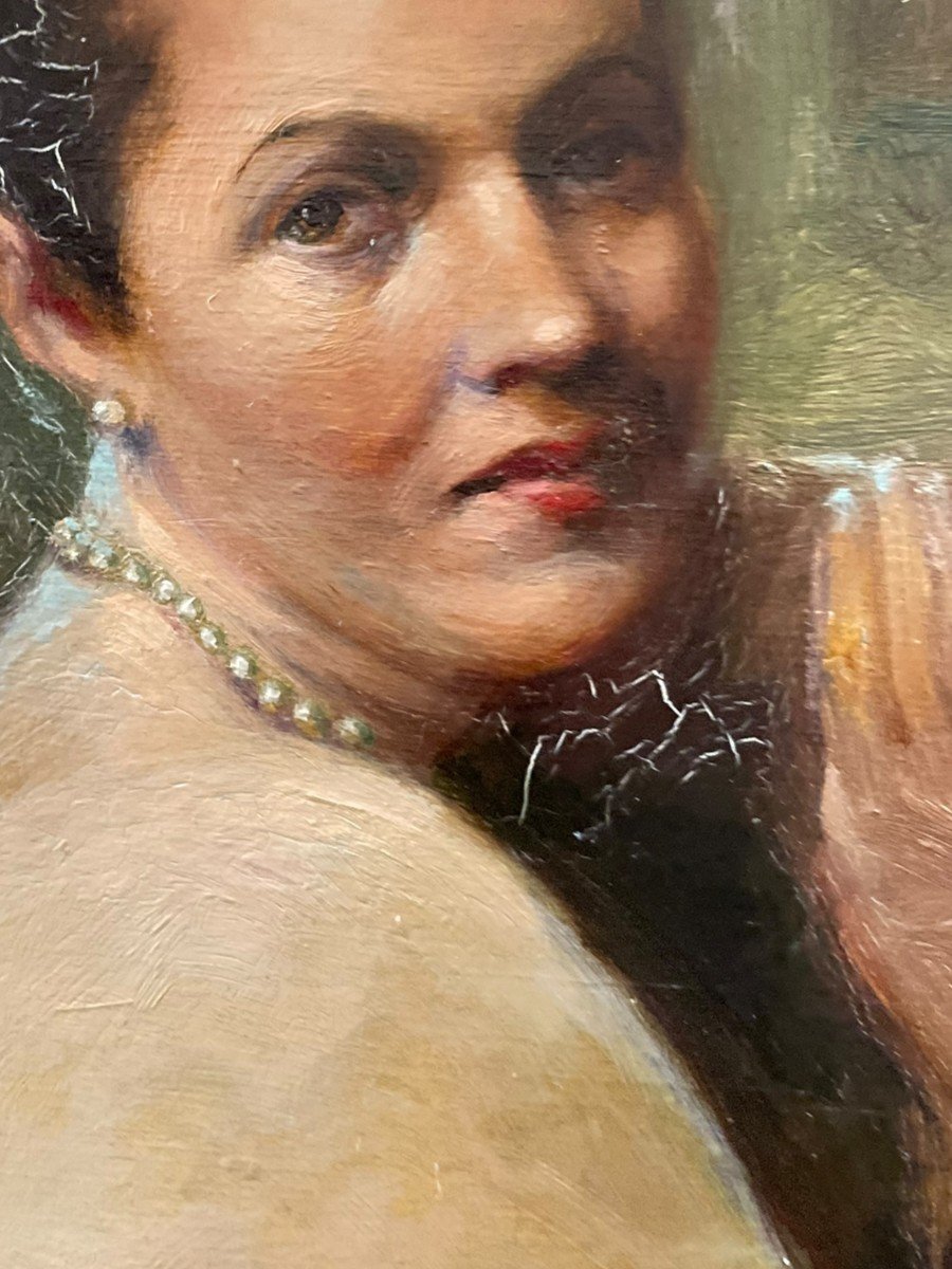 Femme Nue Aux Bijoux Huile Sur Panneau Par Maurice Ferdinand Perrot-photo-8