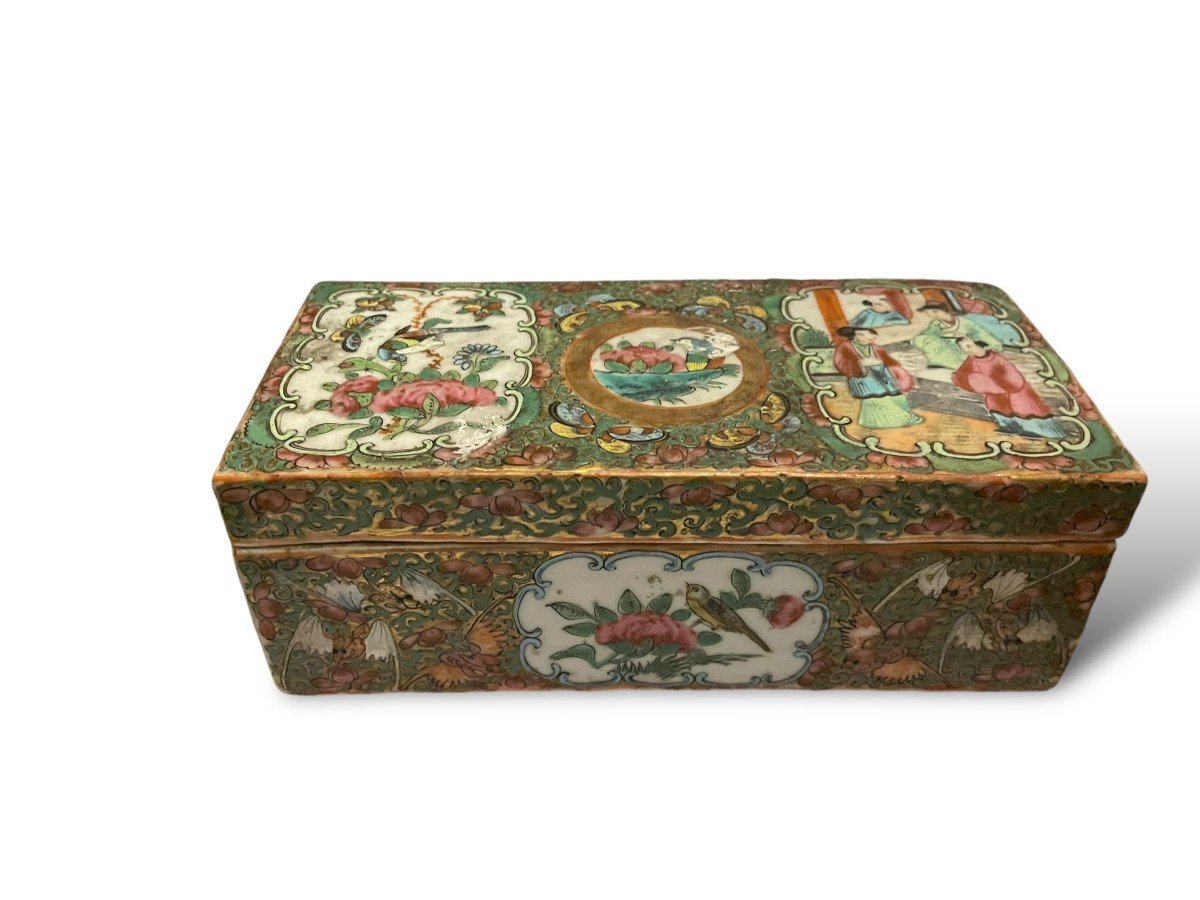 Canton Rectangular Porcelain Box China 19th Century-photo-6