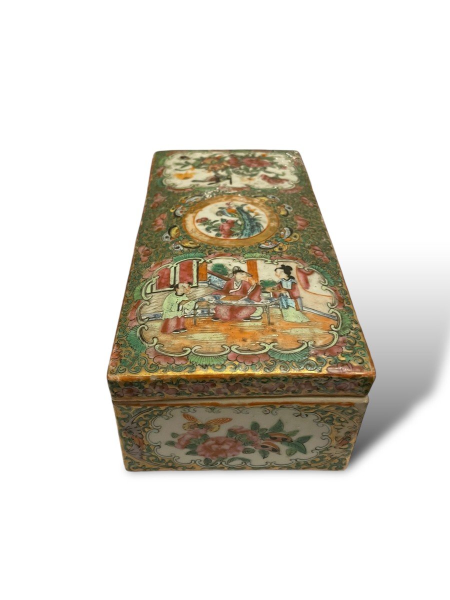 Canton Rectangular Porcelain Box China 19th Century -photo-2