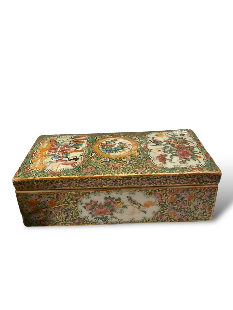 Canton Rectangular Porcelain Box China 19th Century -photo-3