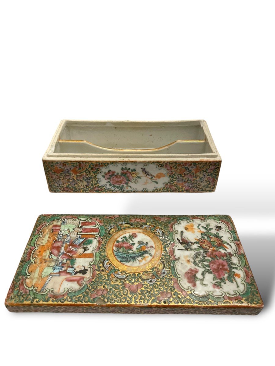 Canton Rectangular Porcelain Box China 19th Century -photo-5