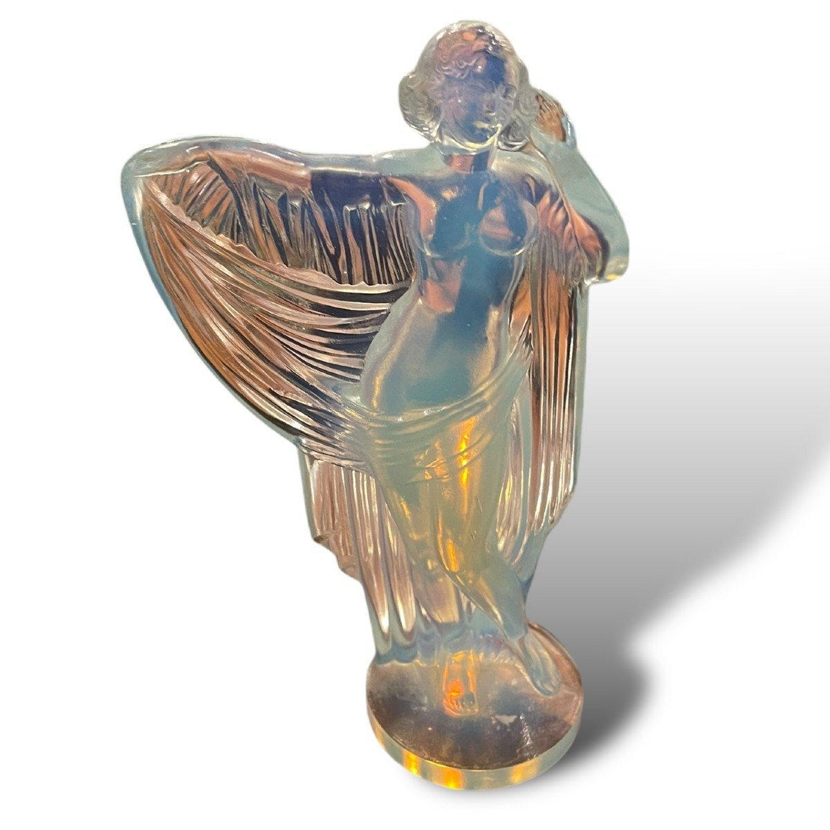 Sabino Vénus Au Voile En Verre Opalescent Art Deco 1930