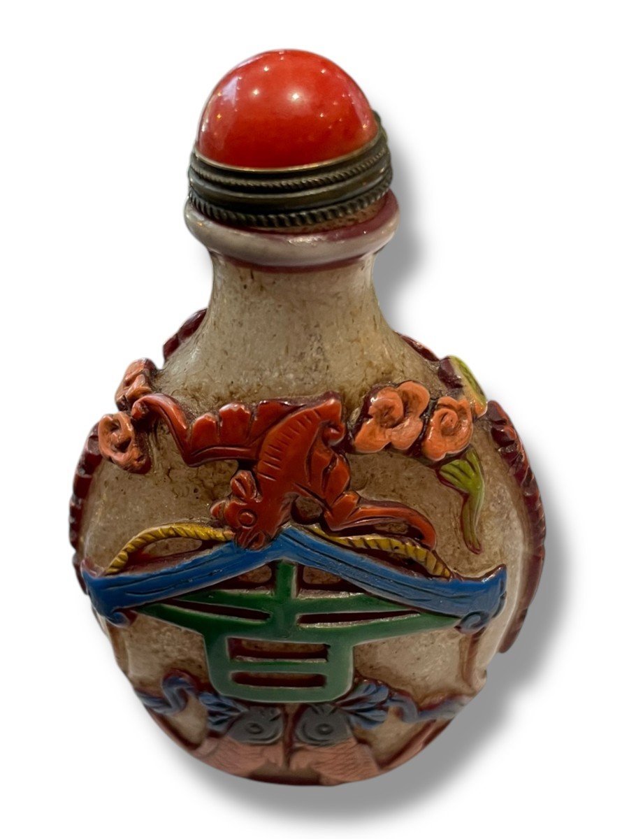 Boîte à Priser Tabaiètre à Opium En Pâte De Verre-photo-7