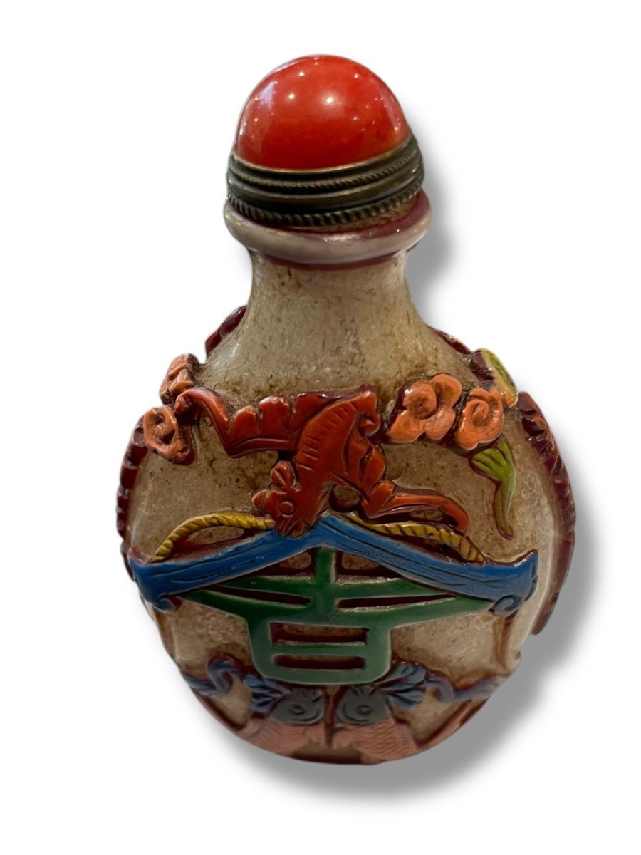 Boîte à Priser Tabaiètre à Opium En Pâte De Verre-photo-8