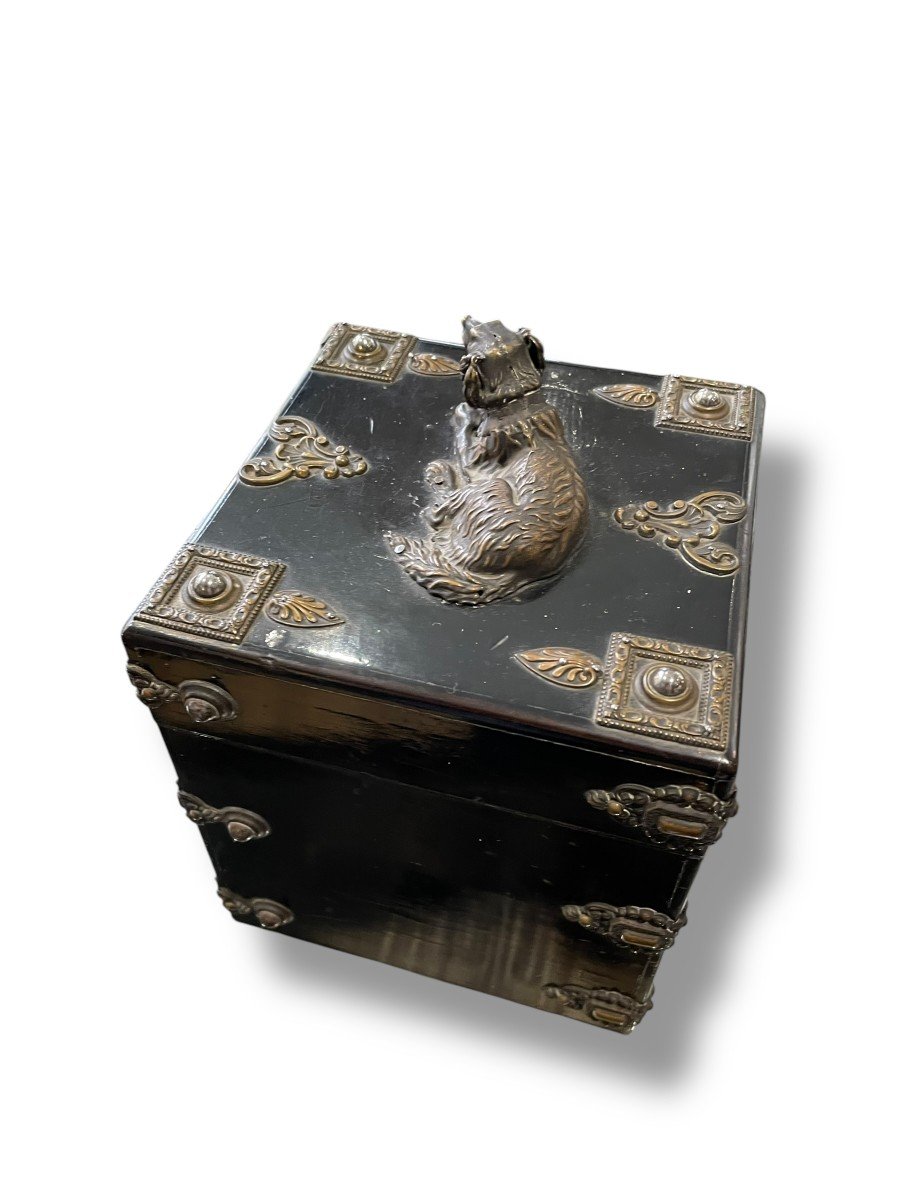 Coffret En Bois Norci  Napoléon III Décor De Chien-photo-3