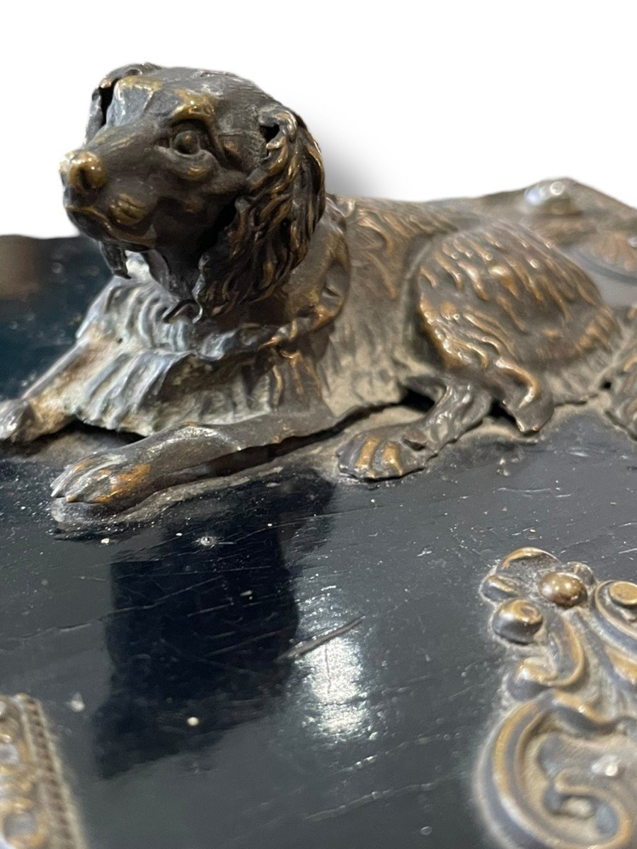 Coffret En Bois Norci  Napoléon III Décor De Chien-photo-1