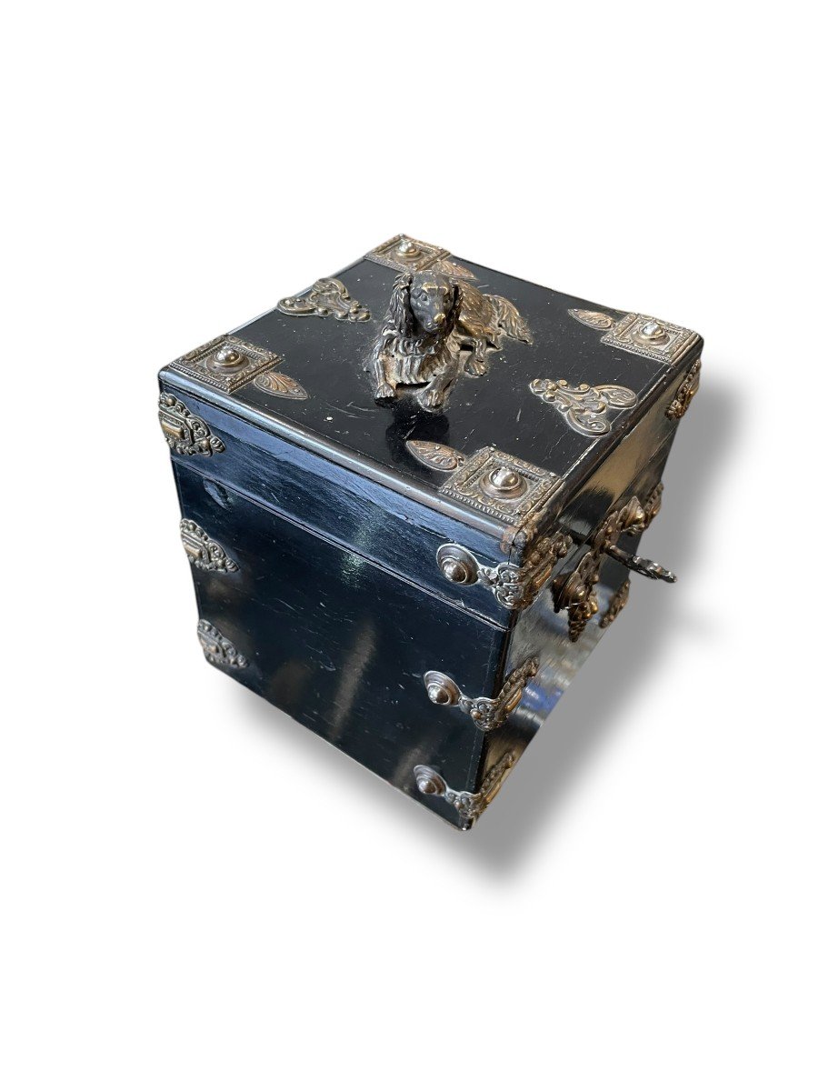 Coffret En Bois Norci  Napoléon III Décor De Chien-photo-3