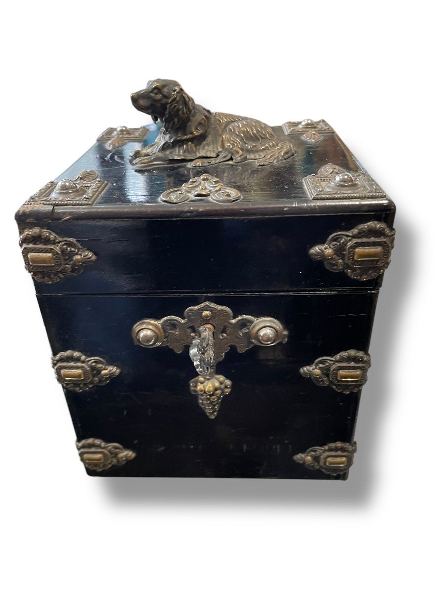 Coffret En Bois Norci  Napoléon III Décor De Chien-photo-5