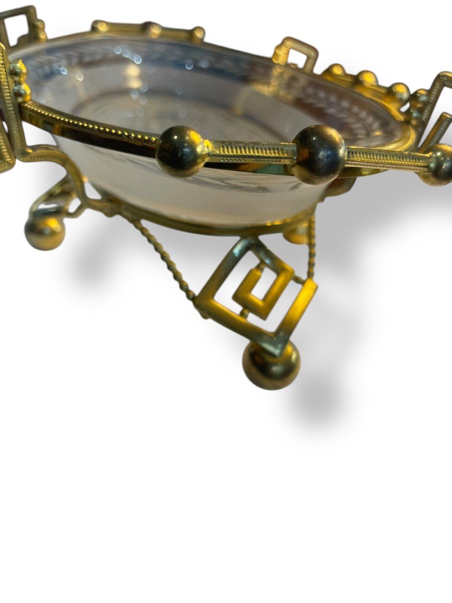 19th Century Engraved Glass Bowl Decorated With Greek Friezes-photo-3