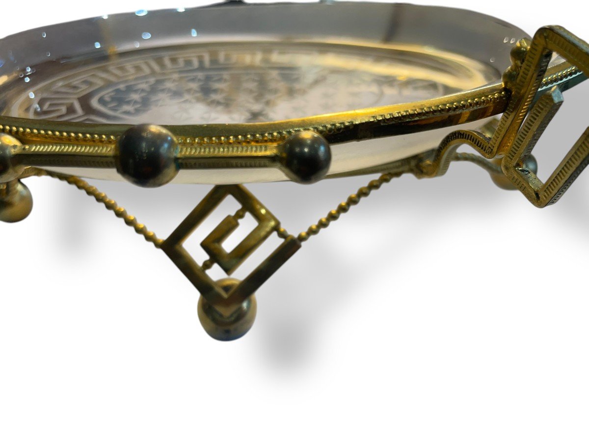 19th Century Engraved Glass Bowl Decorated With Greek Friezes-photo-4