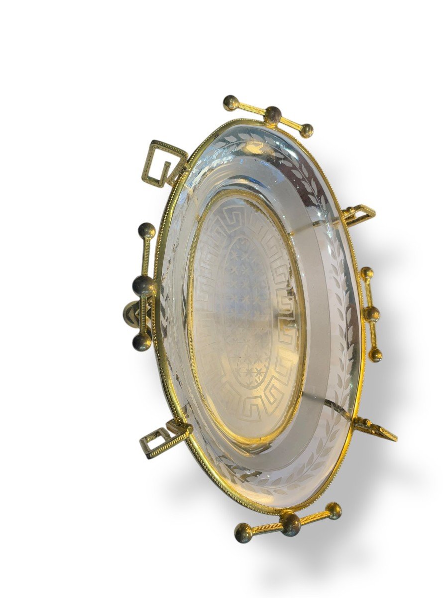 19th Century Engraved Glass Bowl Decorated With Greek Friezes-photo-1