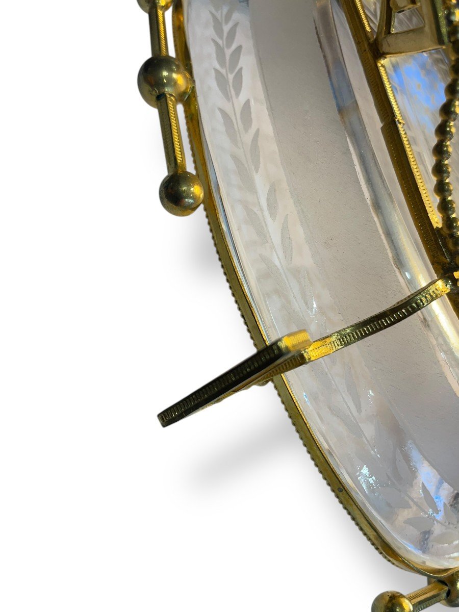 19th Century Engraved Glass Bowl Decorated With Greek Friezes-photo-3