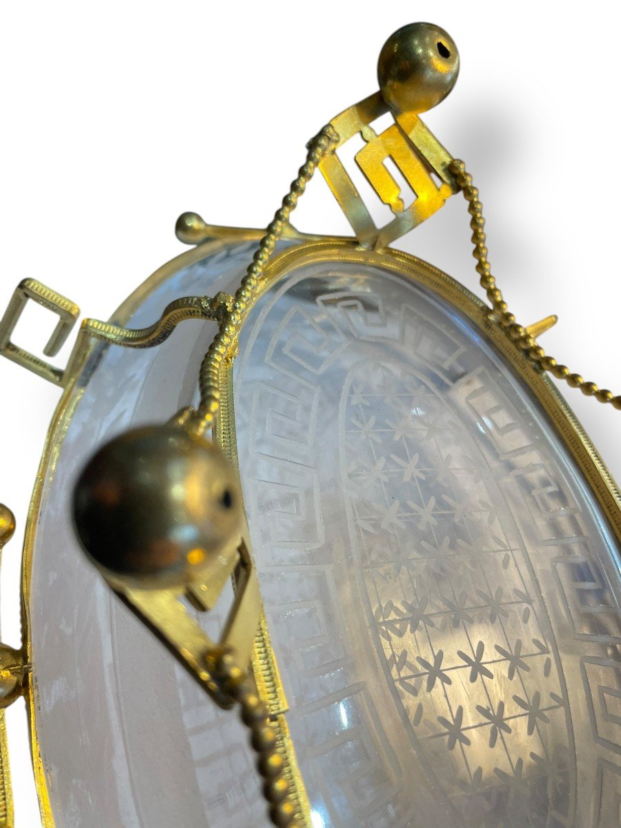 19th Century Engraved Glass Bowl Decorated With Greek Friezes-photo-4