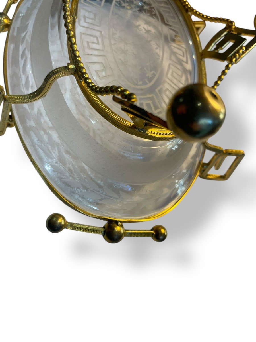 19th Century Engraved Glass Bowl Decorated With Greek Friezes-photo-5