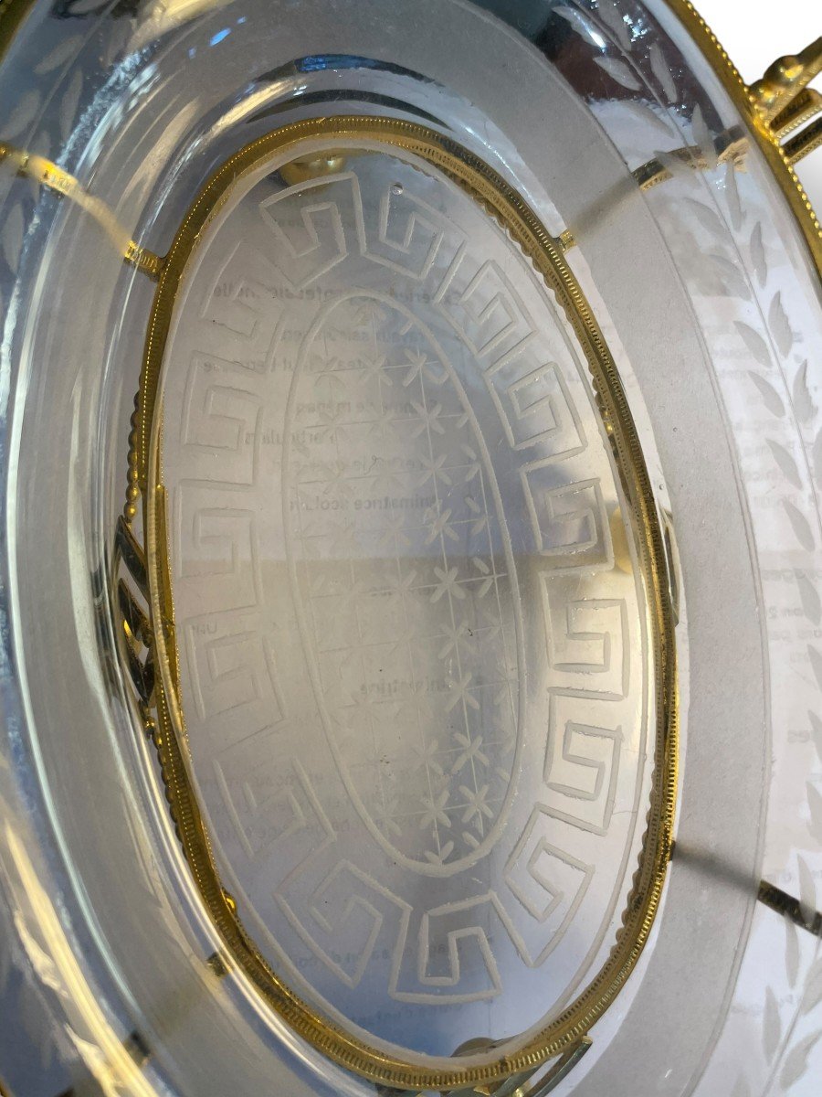 19th Century Engraved Glass Bowl Decorated With Greek Friezes-photo-7