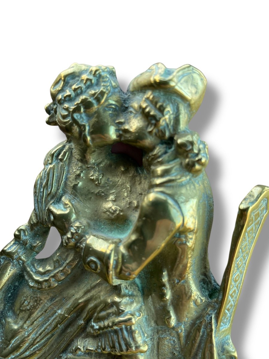 Erotica Couple XVIIIe Enlacé Bas Relief En Bronze-photo-2