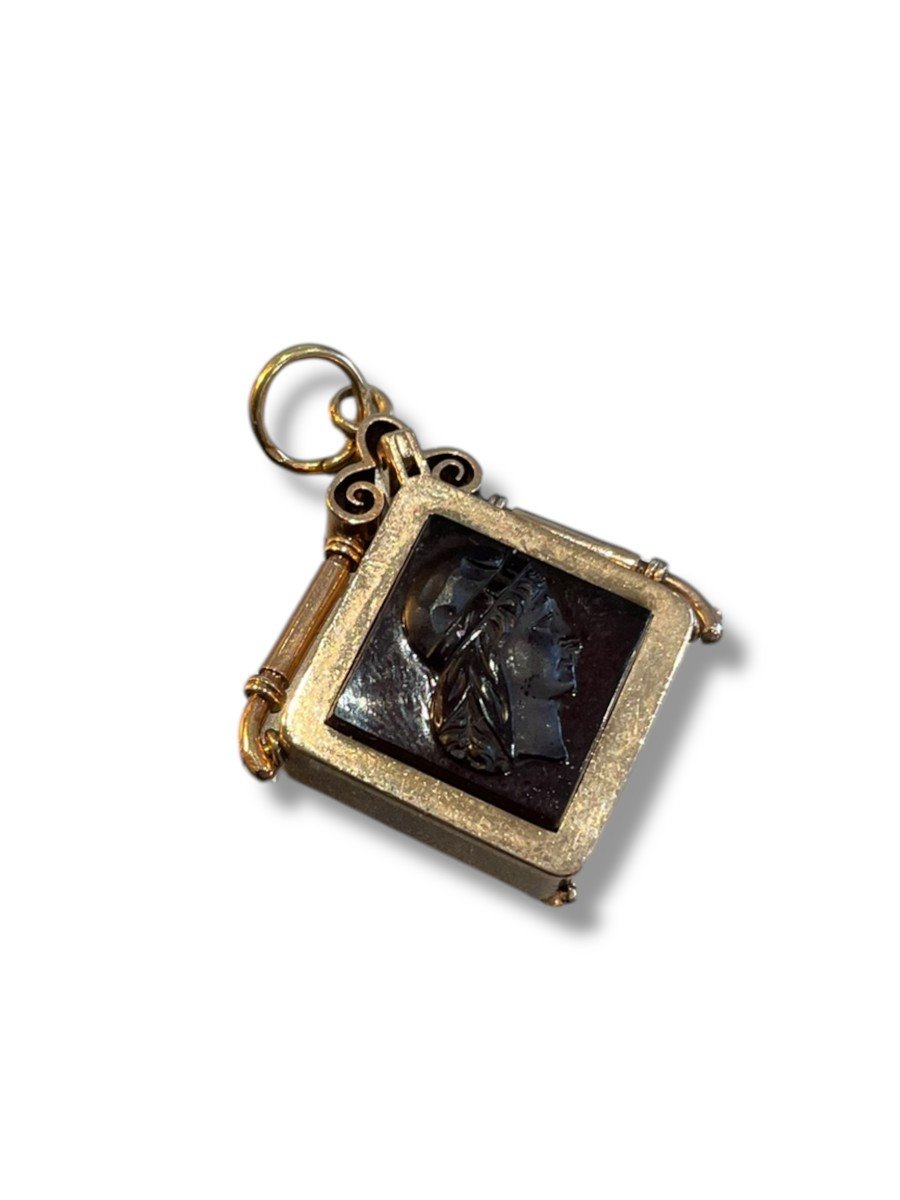 Pendentif XIXeme Victorien Intaille En Agate Porte Photo-photo-2