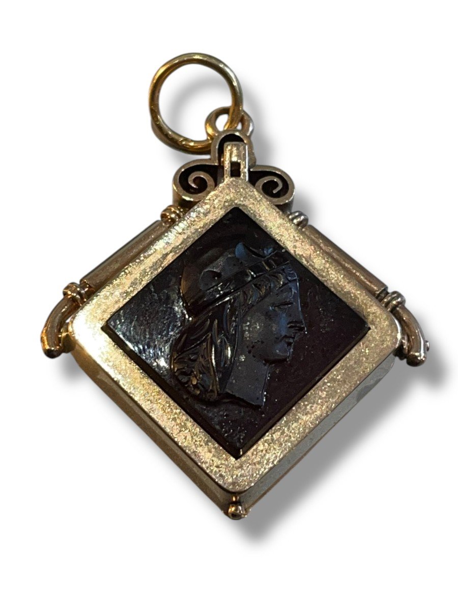 Pendentif XIXeme Victorien Intaille En Agate Porte Photo-photo-3