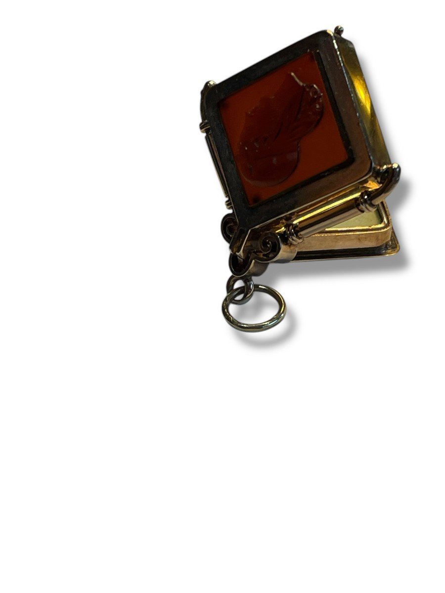 Pendentif XIXeme Victorien Intaille En Agate Porte Photo-photo-8