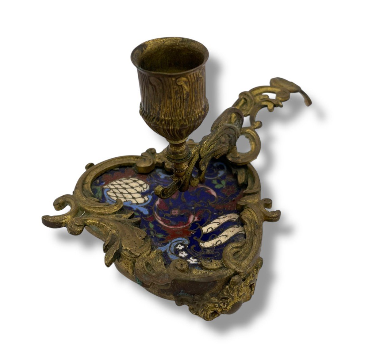 19th Century Cloisonné Enamel Hand Candle Holder
