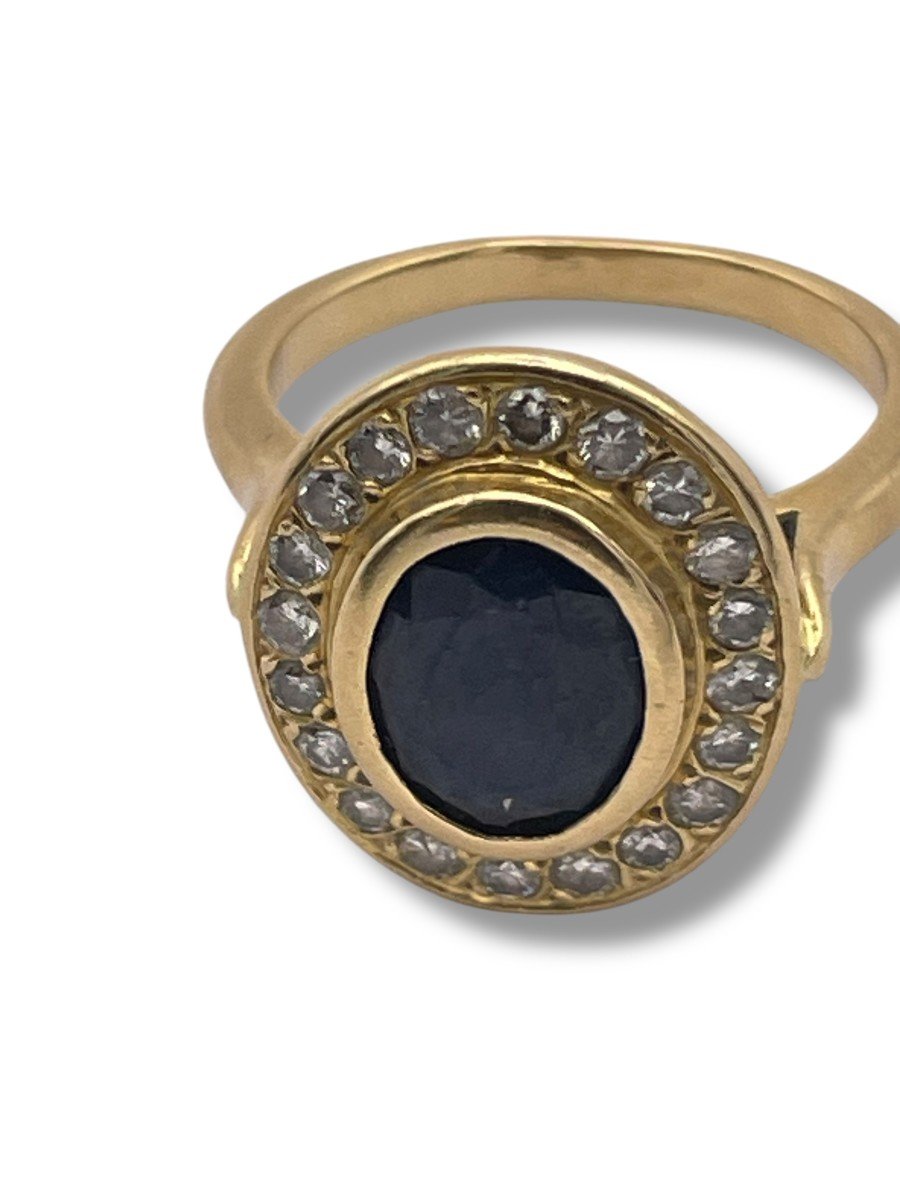 Bague Art Deco Saphir Et Or Jaune-photo-3