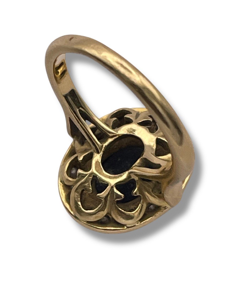 Bague Art Deco Saphir Et Or Jaune-photo-4