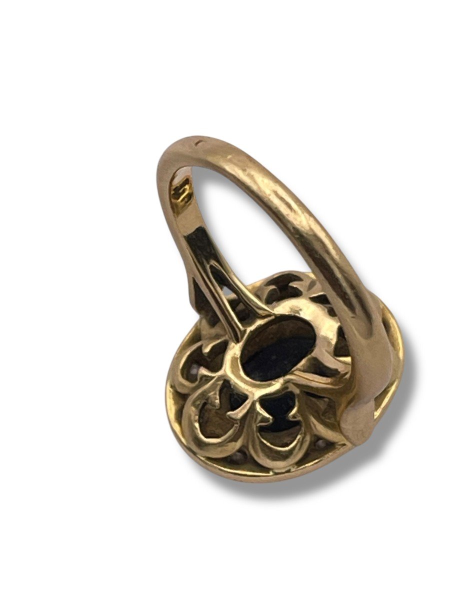 Bague Art Deco Saphir Et Or Jaune-photo-2