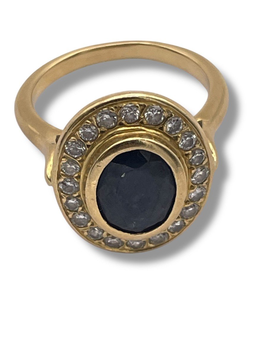 Bague Art Deco Saphir Et Or Jaune-photo-5
