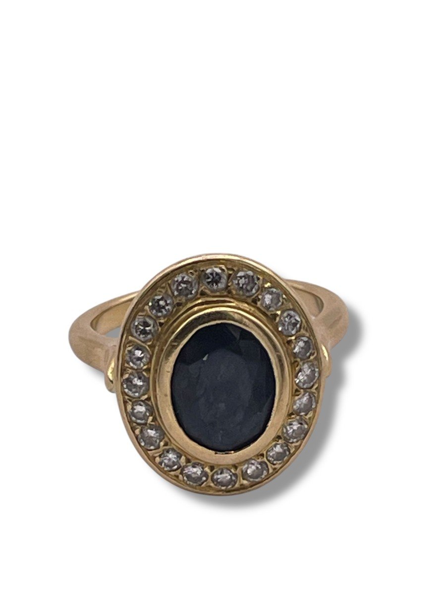 Bague Art Deco Saphir Et Or Jaune-photo-6