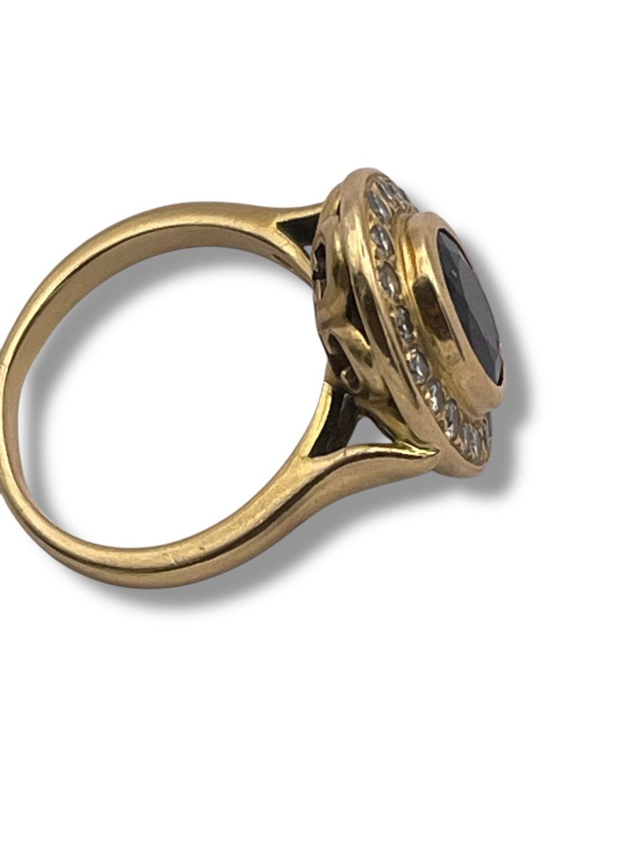 Bague Art Deco Saphir Et Or Jaune-photo-8