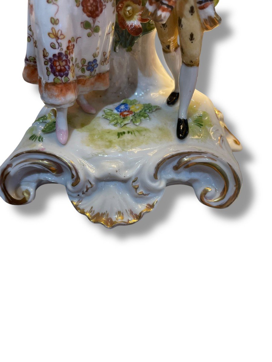 Galante Scene Group In Polychrome Porcelain Ludwigsburg-photo-2