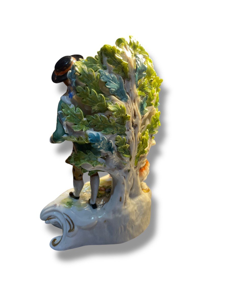 Galante Scene Group In Polychrome Porcelain Ludwigsburg-photo-1