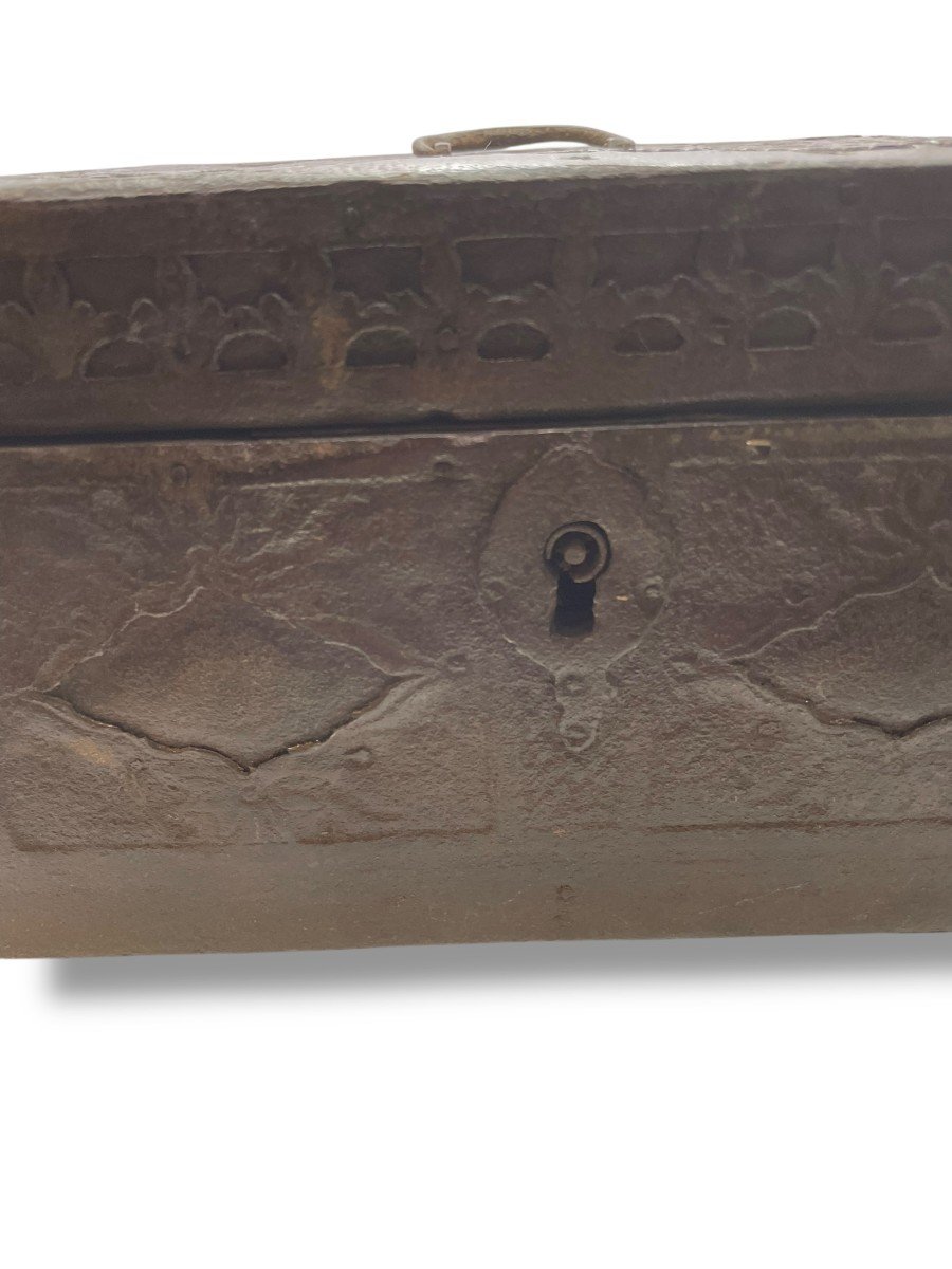 Coffre Coffret De Mariage En Fer Forgé Et Bois XVIII Eme-photo-2