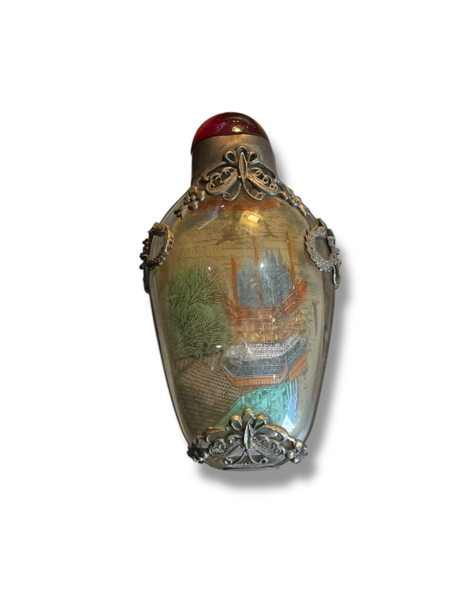 Glass And Silver Metal Snuff Box-photo-5